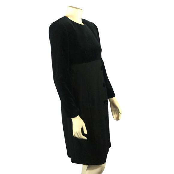 Vintage Kasper ASL Black Velvet Dress with velvet front buttons size 8 p - Picture 8 of 12